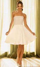 Terani Couture 242C3055 - Pearl Ornate Strapless Cocktail Dress - designer homecoming dress at Silhouette Dresses