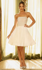 Terani Couture 242C3055 - Pearl Ornate Strapless Cocktail Dress - detail view