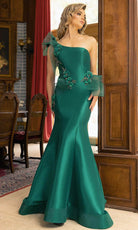 Terani Couture 242E3114 - Asymmetric Floral Appliqued Evening Gown - designer evening gown at Silhouette Dresses
