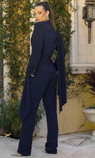 Terani Couture 242E3180 - Plunging V-Neck Crepe Pantsuit - view 4