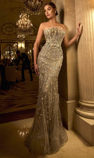 Terani Couture 242GL3248 - Strapless Embellished Evening Dress