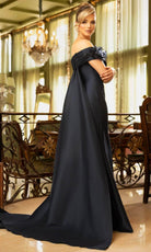 Terani Couture 242M3314 - Asymmetric Pleated Bodice Evening Gown