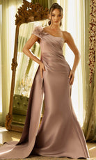 Terani Couture 242M3314 - Asymmetric Pleated Bodice Evening Gown - back view