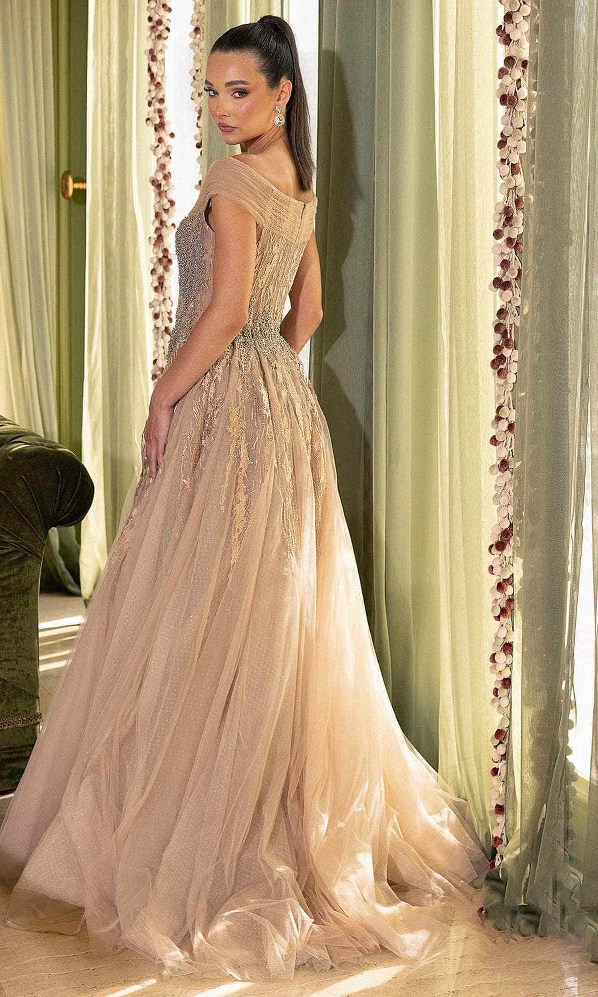 Terani Couture 242M3347 - Rhinestone Embellished Off-Shoulder Ballgown