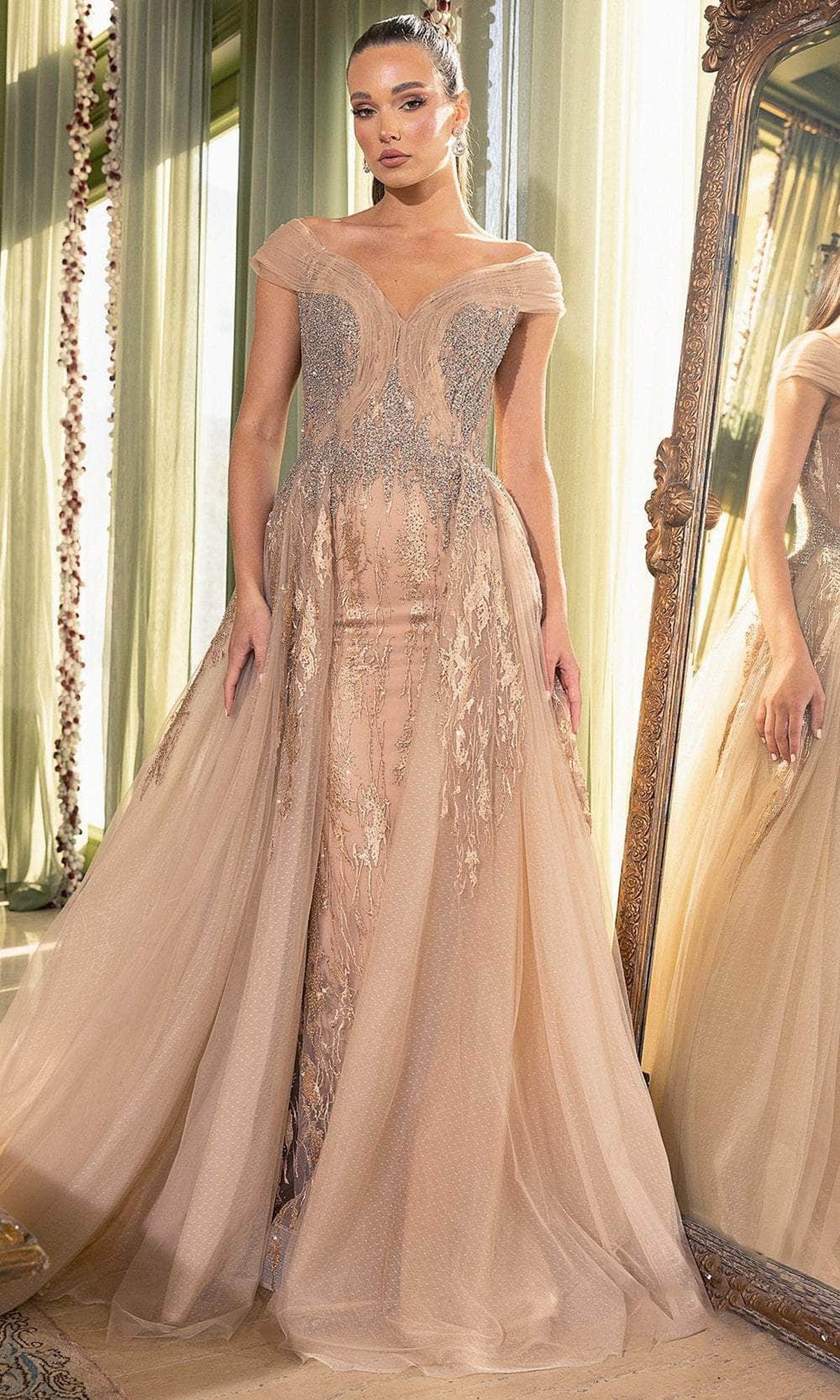 Terani Couture 242M3347 - Rhinestone Embellished Off-Shoulder Ballgown