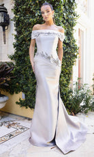 Terani Couture 242M3356 - Floral Applique Off Shoulder Evening Gown - view 8