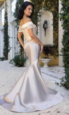Terani Couture 242M3356 - Floral Applique Off Shoulder Evening Gown - detail view