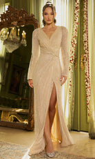 Terani Couture 242M3360 - Sequined Long Bell Sleeve Evening Gown - designer mother of the bride dress at Silhouette Dresses