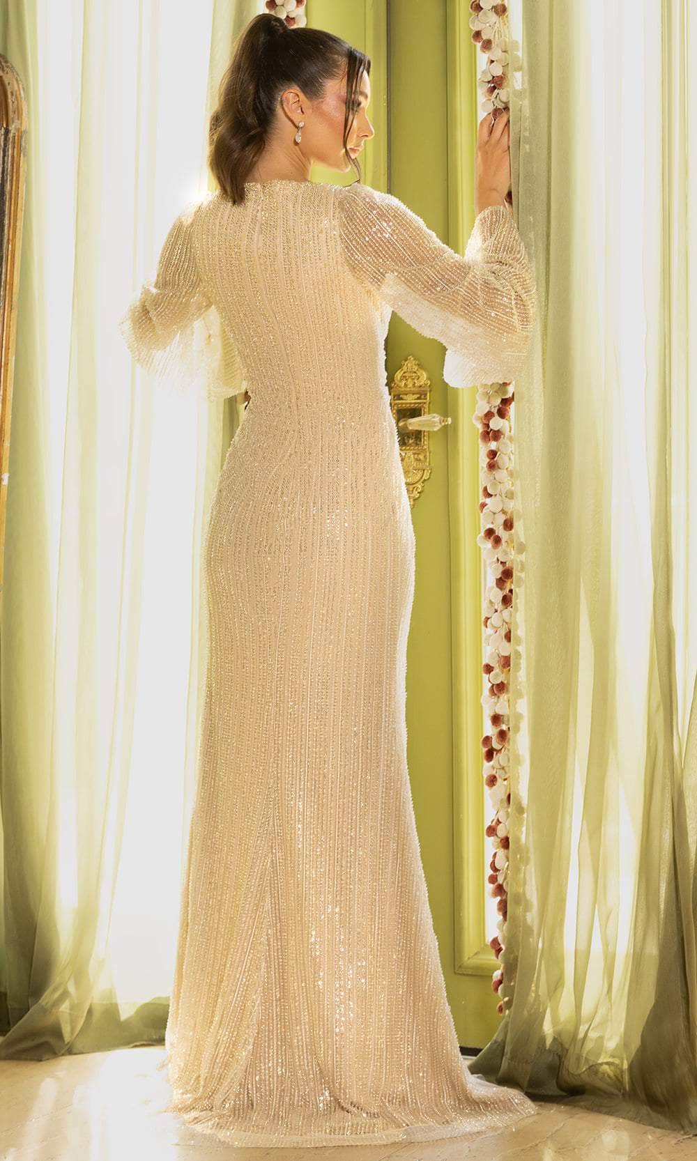 Terani Couture 242M3360 - Sequined Long Bell Sleeve Evening Gown - view 4