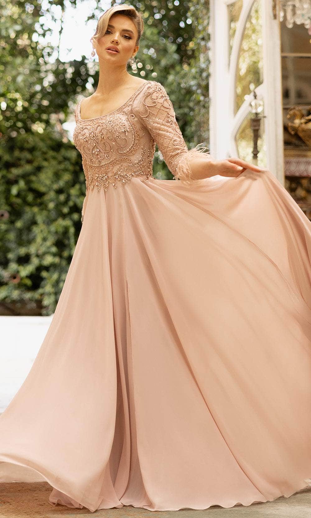 Terani Couture 242M3390 - Scoop Neck A-Line Evening Dress