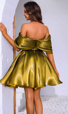 Terani Couture 251C4045 - Off Shoulder Box Pleated Cocktail Dress