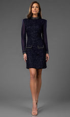 Terani Couture 251C4157 - Long Sleeve Tweed Cocktail Dress