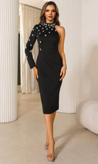 Terani Couture 251C4170 - Jeweled Accent High Neck Evening Dress - designer cocktail dress at Silhouette Dresses