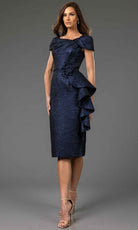 Terani Couture 251C4171 - Knee-Length Asymmetric Neck Evening Dress - detail view