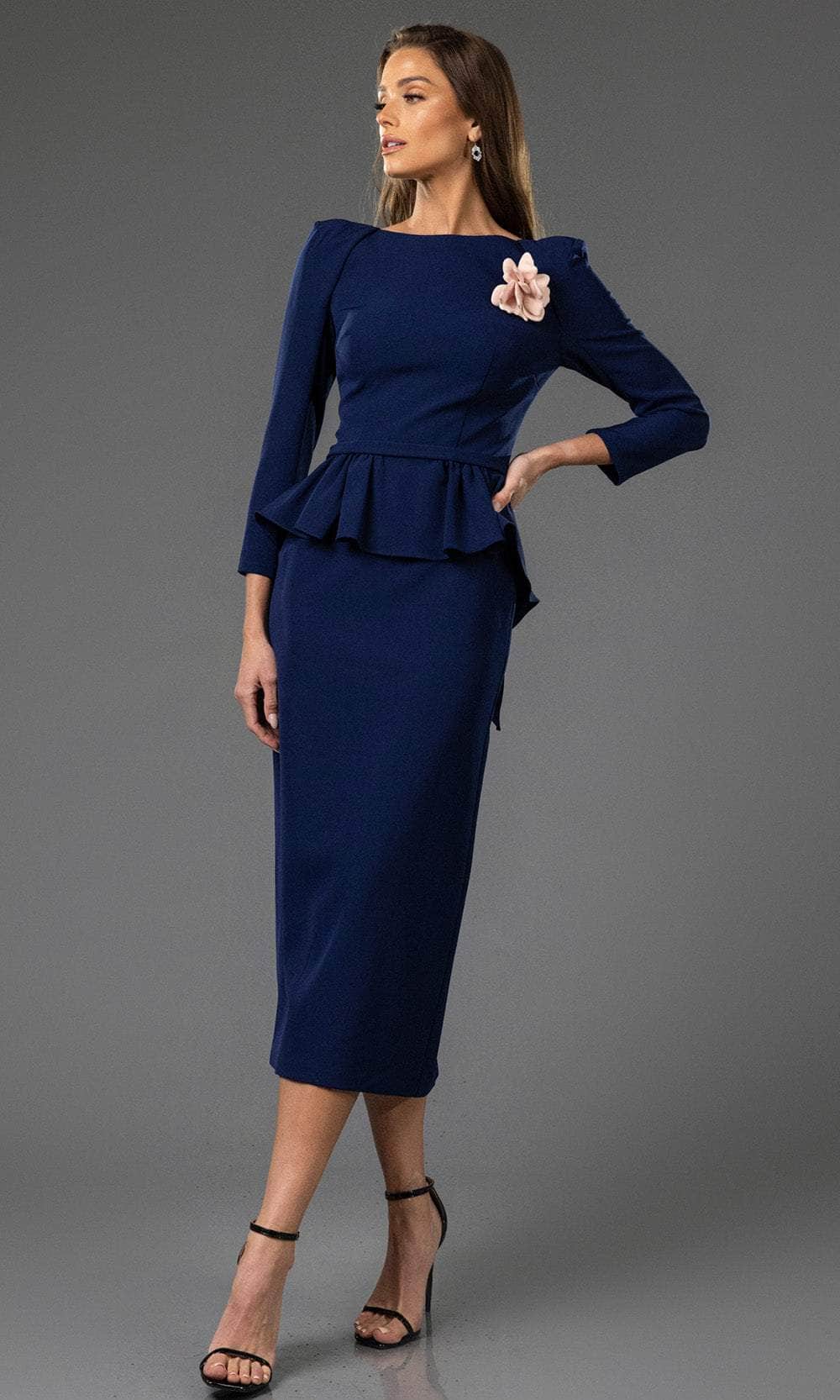 Terani Couture 251C4638 - Bateau Ruffled Peplum Cocktail Dress - designer cocktail dress at Silhouette Dresses