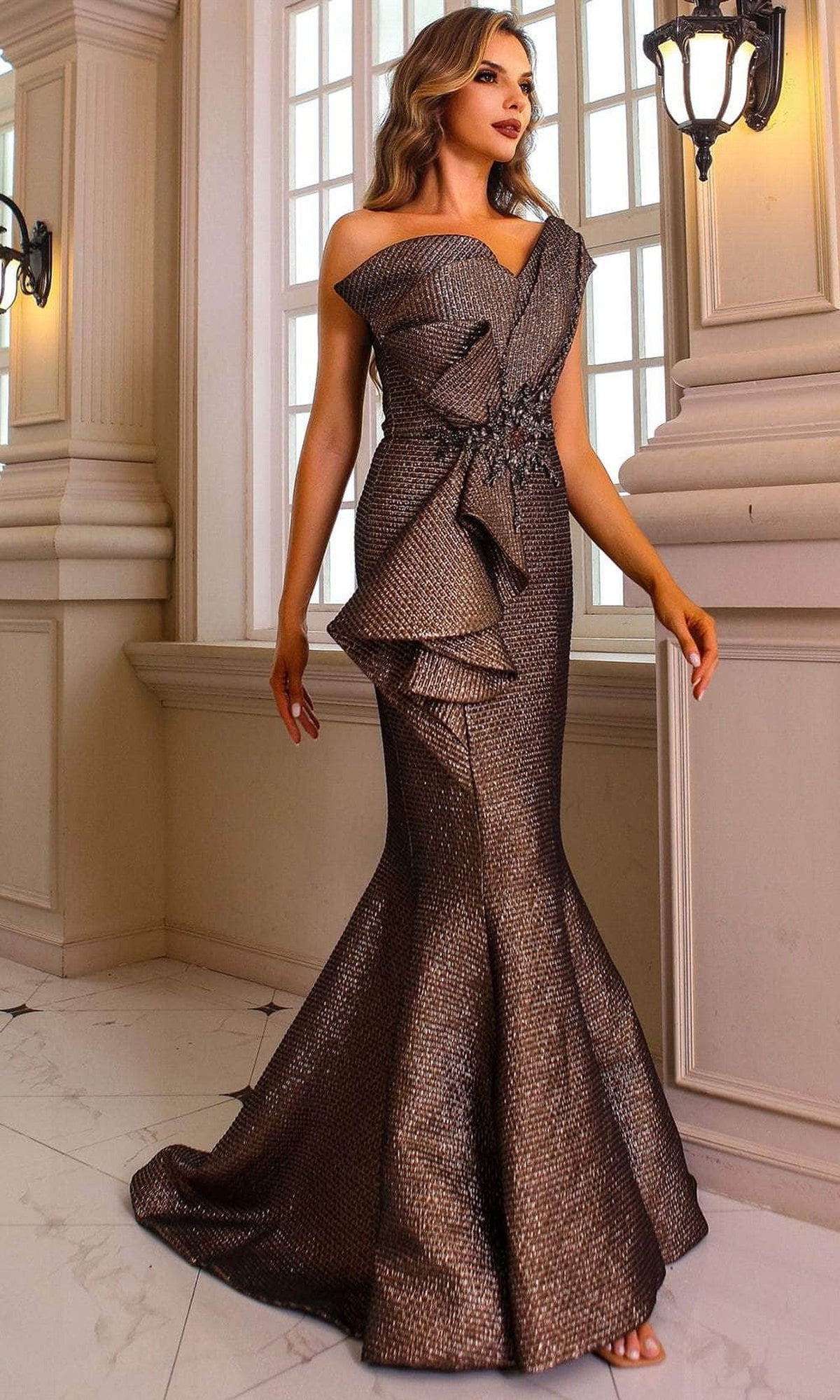 Terani Couture 251E4201 Ruffled Peplum Dress