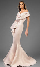 Terani Couture 251E4201 - Ruffled Peplum Jacquard Evening Gown - view 7