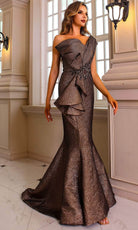 Terani Couture 251E4201 - Peplum Ruffle Jacquard Gown - back view