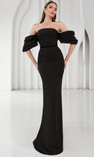 Terani Couture 251E4204 - Off Shoulder Sleeve Satin Evening Gown