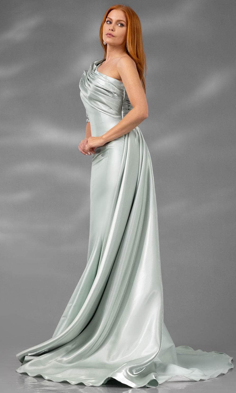 Terani Couture 251E4205 - Ruched Asymmetric Mermaid Evening Gown - detail view