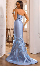 Terani Couture 251E4226 - Straight Neck Feather Accent Evening Gown