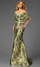 Terani Couture 251E4253 - Short Sleeve Mermaid Jacquard Evening Gown - view 5
