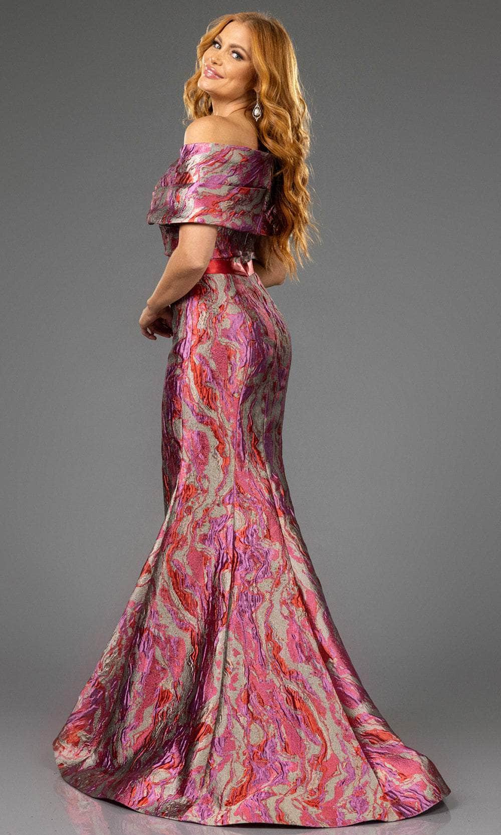 Terani Couture 251E4253 - Short Sleeve Mermaid Jacquard Evening Gown - view 4