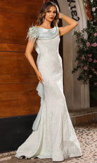 Terani Couture 251E4256 - Cowl Neck Cascading Ruffle Evening Gown - back view