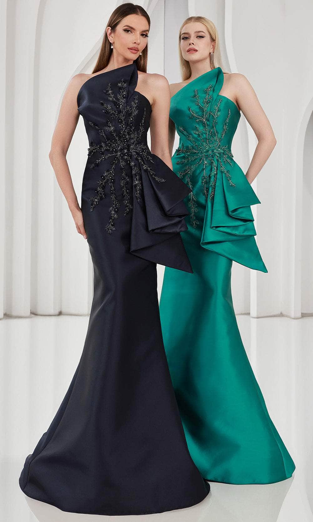 Terani Couture 251E4265 - Beaded Applique Asymmetric Evening Gown - view 10