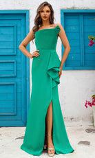 Terani Couture 251E4266 - Asymmetric Ruffled Peplum Evening Dress - view 6