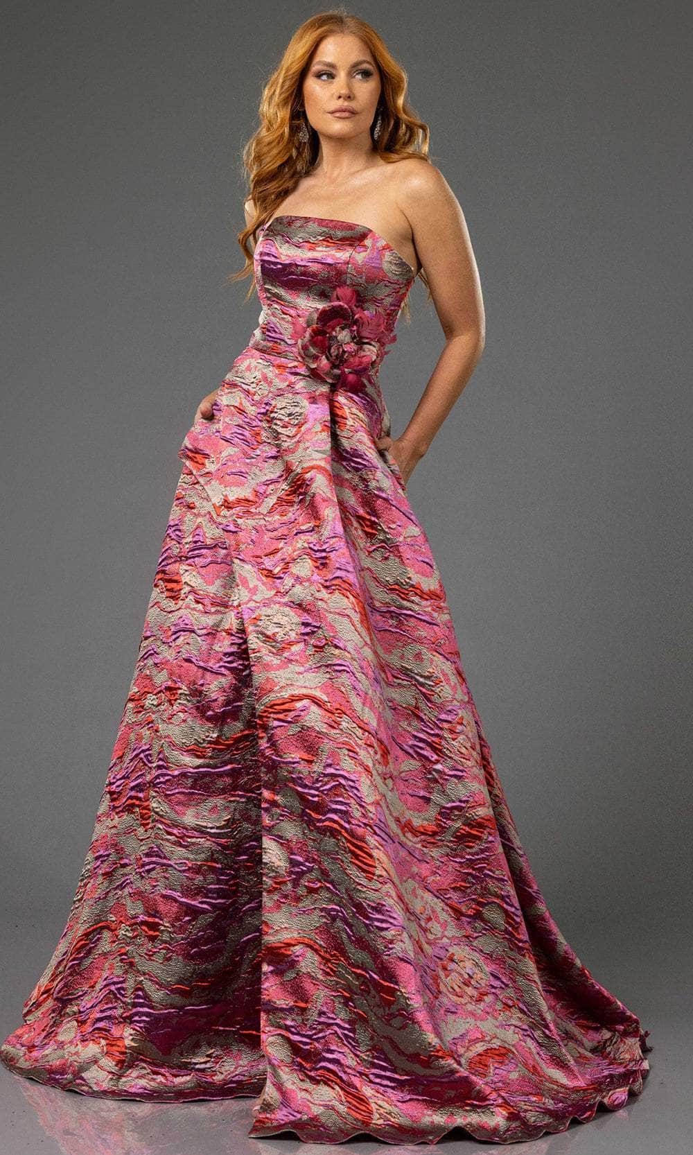 Terani Couture 251E4269 - Jacquard Straight Across Ballgown - back view