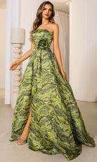 Terani Couture 251E4269 - Jacquard Straight Across Ballgown - designer ball gown at Silhouette Dresses