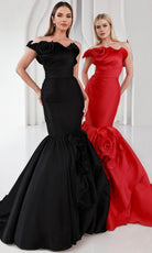 Terani Couture 251E4272 - Ruffles Asymmetric Trumpet Evening Dress - back view