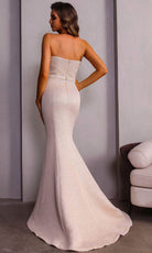 Terani Couture 251E4276 - Ruffled Accent Jacquard Evening Gown - detail view