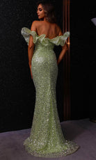 Terani Couture 251E4330 - Allover Sequin Ruffled Neckline Evening Gown - back view