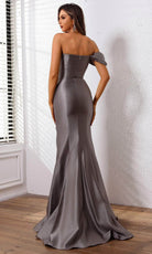 Terani Couture 251E4555 - Bow Detailed Asymmetric Satin Evening Dress