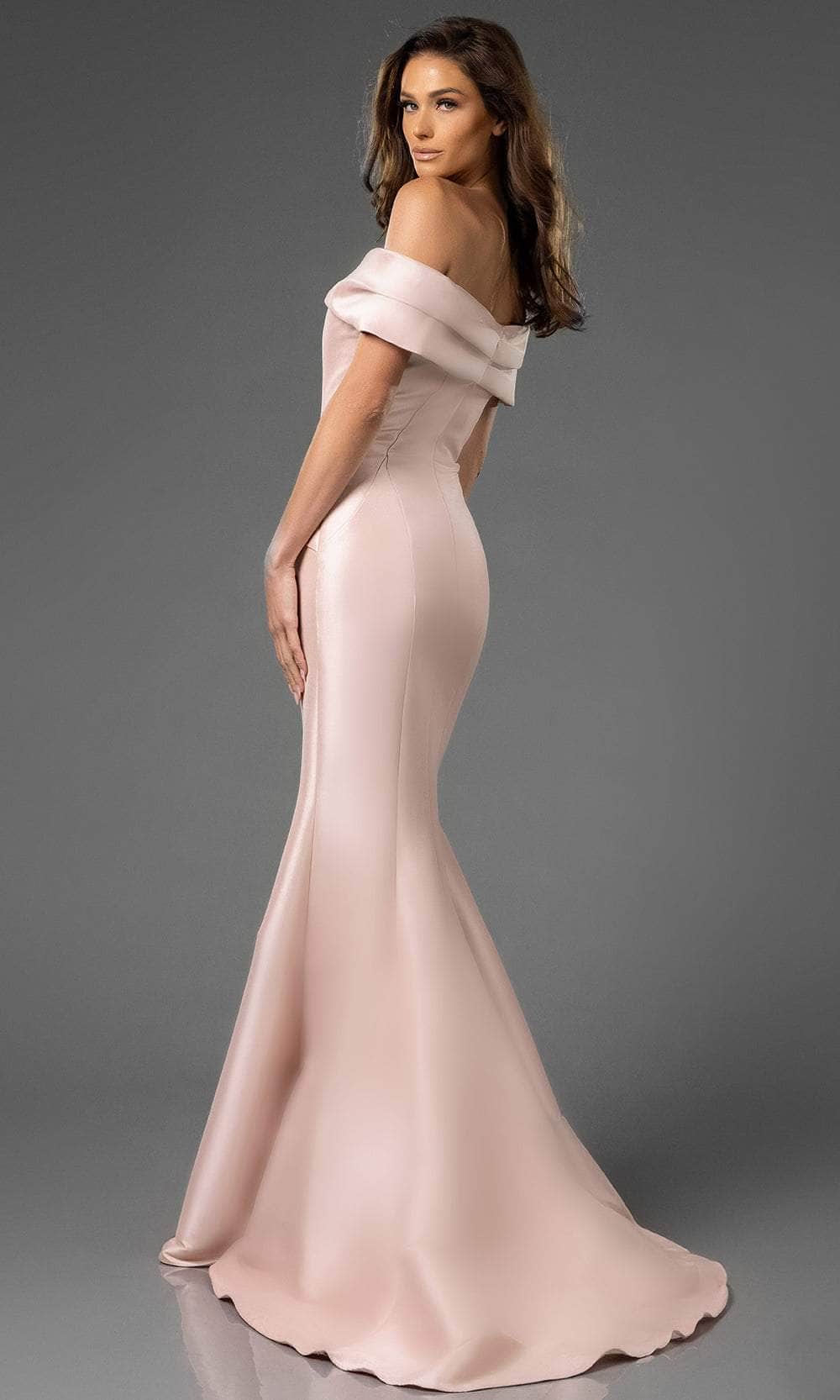 Terani Couture 251E4565 - Off Shoulder Seam-Sculpted Evening Gown - back view