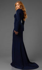 Terani Couture 251E4571 - Long Sleeve Scoop Neck Evening Gown - view 6