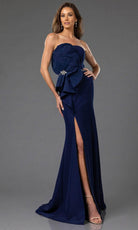 Terani Couture 251E4631 - Ruffle Bodice Straight Neckline Evening Gown - back view