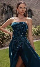 Terani Couture 251E4637 - Ruffled Straight Across Evening Gown - back view