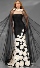 Terani Couture 251GL4184 - Floral Appliqued Straight Neck Evening Gown - view 5