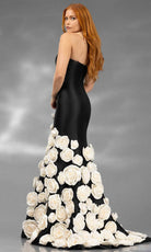 Terani Couture 251GL4184 - Floral Appliqued Straight Neck Evening Gown - view 9