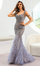 Terani Couture 251GL4197 - Sweetheart Beaded Tulle Evening Gown - back view