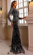 Terani Couture 251GL4311 - Long Sleeve Beaded Bodice Evening Dress - designer mother of the bride dress at Silhouette Dresses