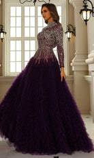 Terani Couture 251GL4318 - Long Sleeve Ruffled Ballgown - back view