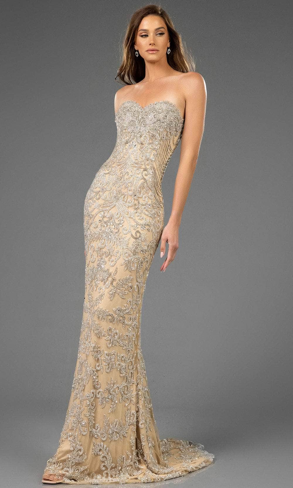 Terani Couture 251GL4346 - Sweetheart Tulle Sheath Evening Gown - designer evening gown at Silhouette Dresses