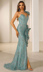 Terani Couture 251GL4354 - Beaded Tulle Trumpet Evening Gown - back view