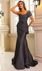 Terani Couture 251M4401 - Asymmetric Jacquard Trumpet Evening Dress - designer mother of the bride dress at Silhouette Dresse