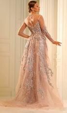 Terani Couture 251M4412 - Long Sleeve Beaded Tulle Evening Gown