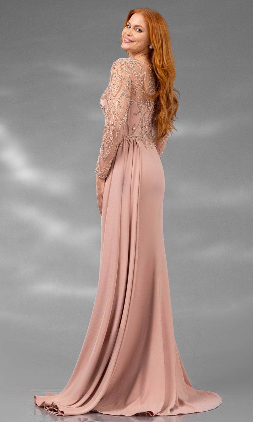 Terani Couture 251M4420 - Illusion Bateau Bead Encrusted Evening Gown - back view